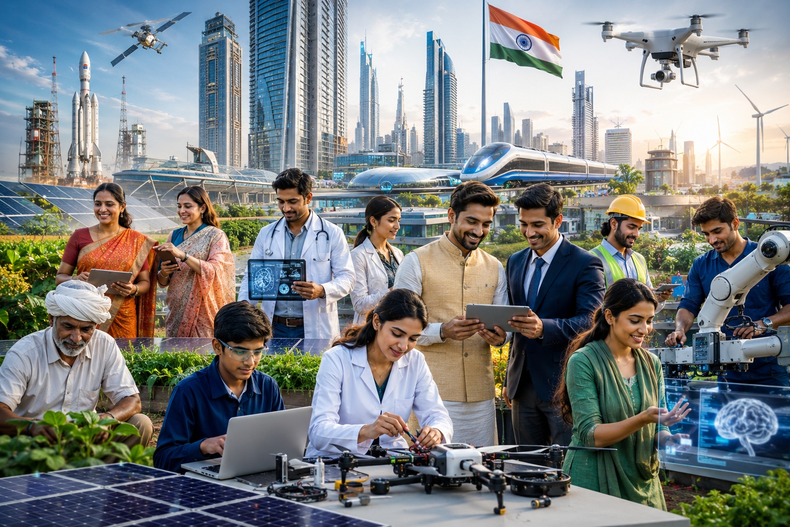 Entrepreneurs from diverse regions of India collaborating on innovative solutions
